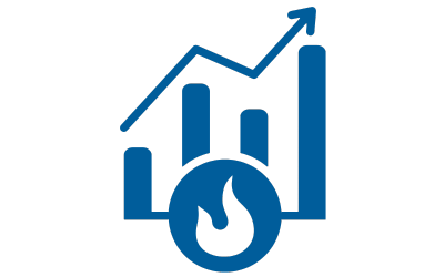 Steigendes Diagramm mit Flamme