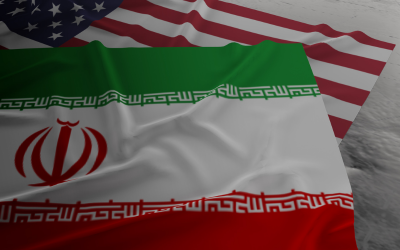 Flagge-Iran-USA-düster