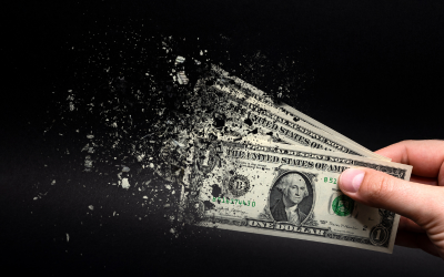 Dollar-Schein-zerfällt